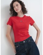 Tommy Jeans Tricou slim fit din bumbac - Visiniu/Negru