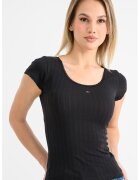 Tommy Jeans Tricou uni slim fit - Negru