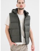 Tommy Jeans Vesta matlasata cu gluga - Verde inchis