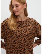 Top Secret Bluza cu animal print cu maneci cazute - Negru/Caramel