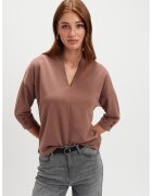 Top Secret Bluza cu decolteu in V si maneci 3/4 - Maro deschis