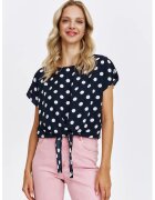 Top Secret Bluza cu maneci scurte si buline - Alb optic/Bleumarin