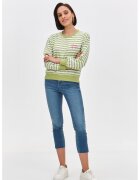 Top Secret Bluza de trening cu model in dungi si broderie text - Alb/Verde fistic