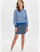 Top Secret Bluza de trening cu model in dungi si maneci cazute - Alb/Turcoaz