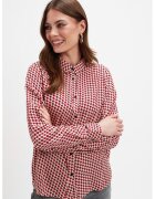 Top Secret Camasa cu guler ascutit si model geometric - Rosu/Negru stins/Alb optic