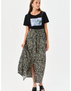 Top Secret Fusta lunga dreapta cu model - Crem