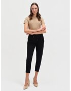 Top Secret Pantaloni crop cu snur - Negru