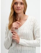 Top Secret Pulover cu decolteu in V si mansete striate - Alb