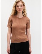 Top Secret Pulover cu model torsade si maneci scurte - Maro deschis