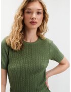 Top Secret Pulover cu model torsade si maneci scurte - Verde sparanghel