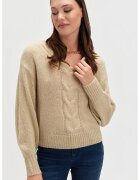 Top Secret Pulover tricotat cu maneci cazute si torsade - Bej deschis