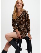 Top Secret Rochie cu decolteu in V si animal print - Negru/Bej