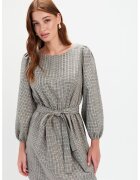 Top Secret Rochie cu model si maneci bufante - Gri/Bleumarin