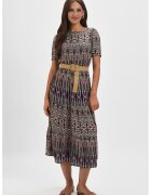 Top Secret Rochie midi cu model si curea - Negru/Fucsia/Alb murdar