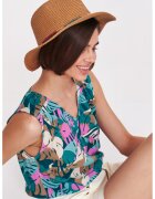 Top Secret Top cu model si decolteu in V - Roz pastel/Maro deschis/Verde deschis