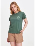Top Secret Tricou cu decolteu la baza gatului si detaliu text - Verde feriga