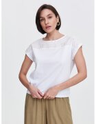 Top Secret Tricou cu garnitura cu broderie - Alb optic