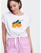 Top Secret Tricou cu imprimeu fructat - Portocaliu deschis/Alb optic