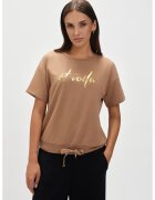 Top Secret Tricou cu imprimeu si maneci cazute - Auriu/Maro deschis