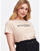Top Secret Tricou cu imprimeu text si decolteu la baza gatului - Maro nisip