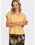 Top Secret Tricou uni cu decolteu in V - Galben sofran