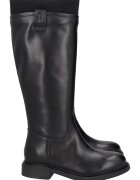 Tosca Blu Cizme mid-calf de piele cu garnitura din material textil - Negru