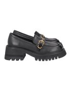 Tosca Blu Pantofi loafer de piele cu catarame metalice - Negru