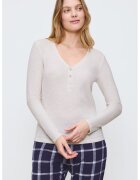 Triumph Bluza de pijama cu decolteu in V si fenta cu nasturi - Crem