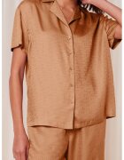 Triumph Bluza de pijama din lyocell cu revere decupate - Maro nisip