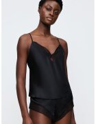 Triumph Top de pijama cu aspect satinat si insertii din dantela - Negru