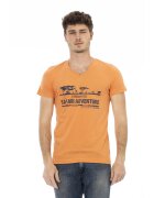 Trussardi Tricou cu decolteu in V si imprimeu - Portocaliu