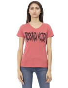 Trussardi Tricou cu decolteu in V si logo - Rosu deschis