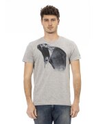 Trussardi Tricou cu decolteu la baza gatului si imprimeu grafic - Gri