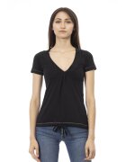 Trussardi Tricou slim fit cu decolteu in V - Negru