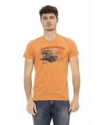 Trussardi Tricou slim-fit cu decolteu la baza gatului si design - Portocaliu