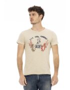 Trussardi Tricou slim fit cu imprimeu grafic - Bej inchis