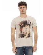 Trussardi Tricou slim-fit cu imprimeu grafic - Bej inchis