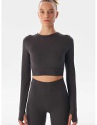 TWIST Bluza crop cu fanta pentru degetul mare - Gri antracit
