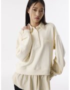 TWIST Bluza de trening cu maneci cazute si model 2 in 1 - Bej