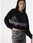 TWIST Bluza de trening din amestec de bumbac cu model 2 in 1 - Negru