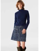 TWIST Bluza tricotata fin cu guler inalt - Albastru inchis