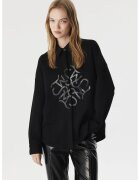 TWIST Camasa lejera cu aplicatie text - Negru