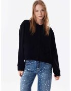 TWIST Cardigan din amestec de lana cu buzunare frontale - Negru
