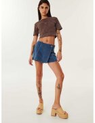 TWIST Fusta-pantalon din denim cu talie medie - Albastru inchis