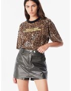 TWIST Fusta-pantalon uni de piele ecologica - Negru