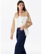 TWIST Jacheta-camasa lejera cu maneci cazute - Maro camel/Alb murdar