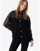 TWIST Jacheta-camasa lejera cu maneci cazute - Negru/Verde padure
