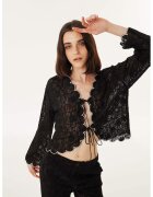 TWIST Jacheta semitransparenta cu imprimeu floral - Alb/Negru