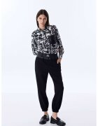 TWIST Pantaloni crop relaxed fit cu talie elastica - Negru