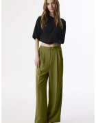 TWIST Pantaloni cu pliuri si croiala ampla - Verde masliniu
